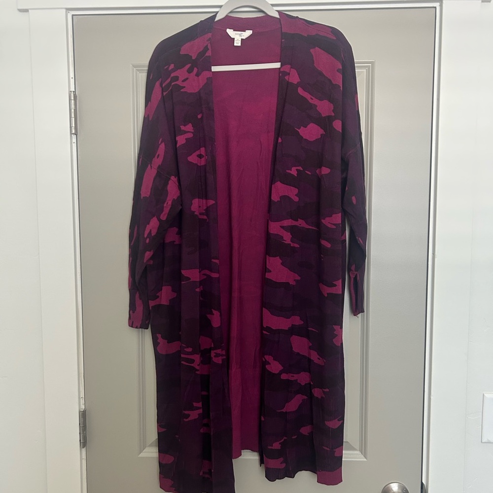 Terra & Sky Magenta and Purple Camouflage Cardigan